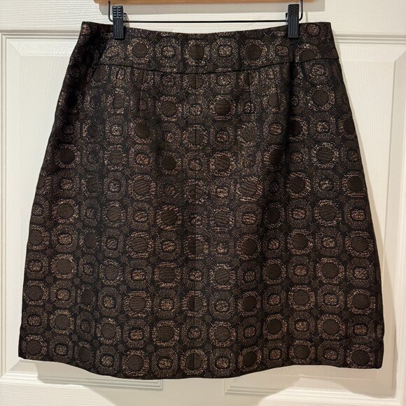 Ann Taylor Gold Metallic Circle Embroidered Holiday Festive Mini Skirt 10 - Picture 5 of 13
